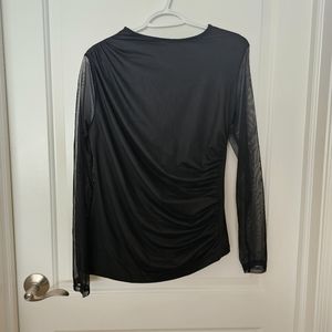 Shein Black Top w Sheer Sleeves Sz L